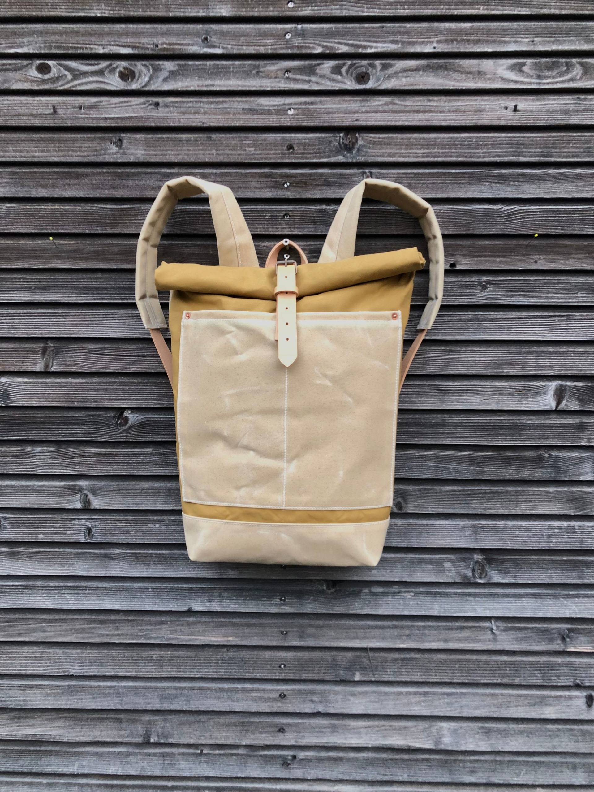 Trocken Gewachster Canvas Rucksack/Mit Großer Außentasche Und Doppellagig Gewachstem Canvasboden, Unisex von treesizeverse