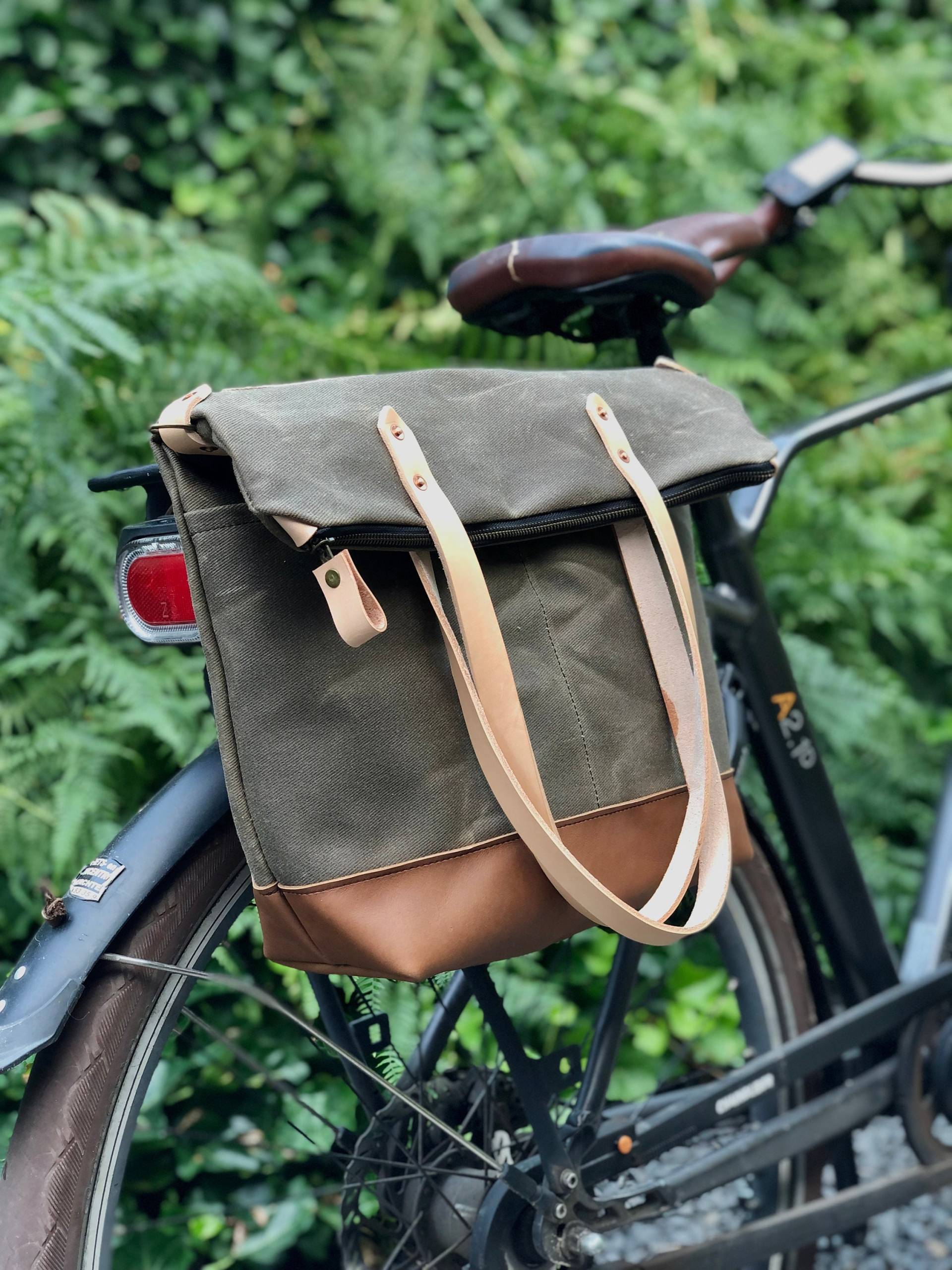 Wasserdichte Fahrradtasche Tragetasche Aus Gewachster Canvas Mit Reißverschluss Und Cross Body Strap Bike Zubehör von treesizeverse