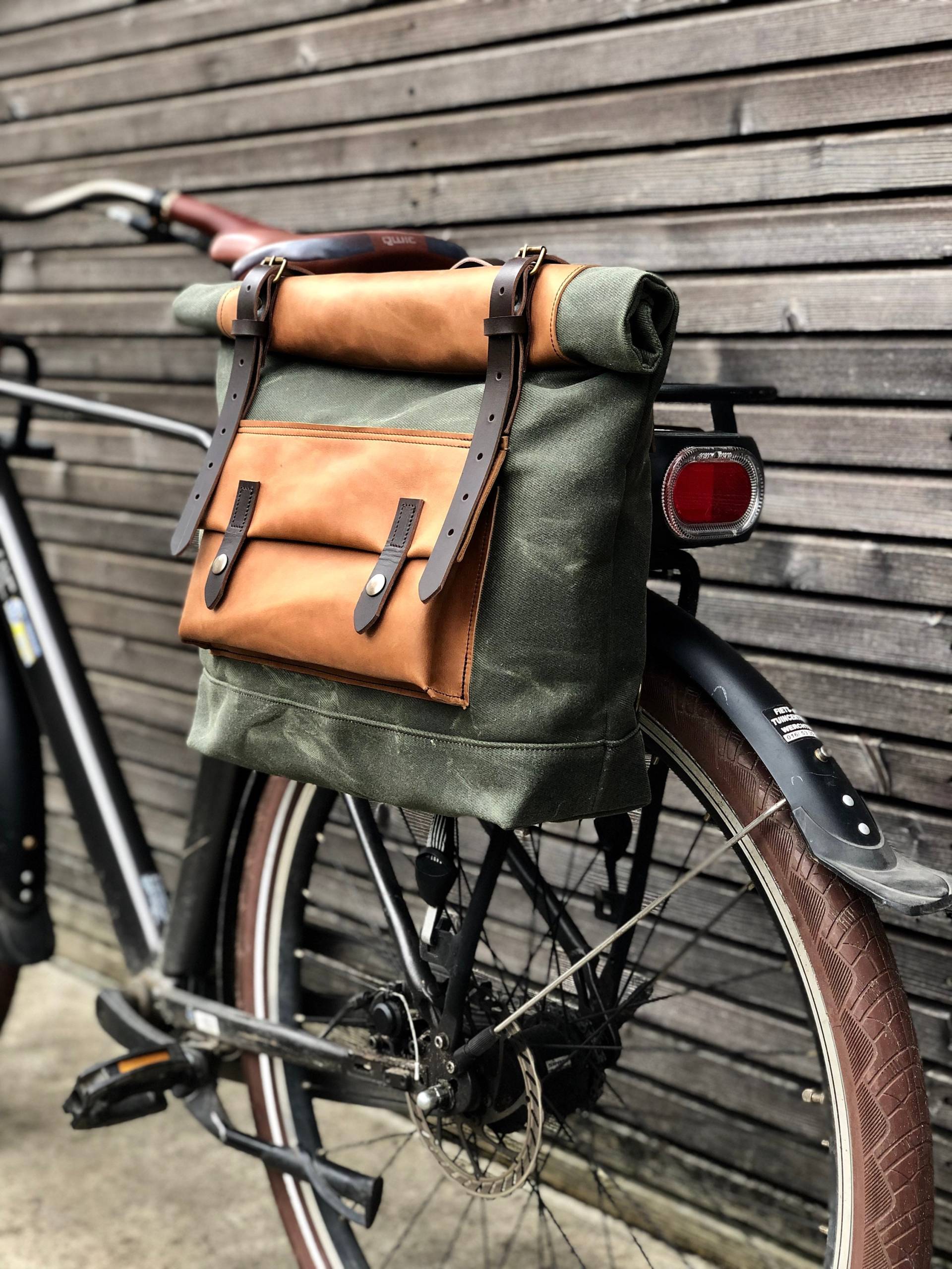 Wasserdichte Motorradtasche Fahrradtasche Aus Gewachschtem Canvas Fahrradzubehör von treesizeverse