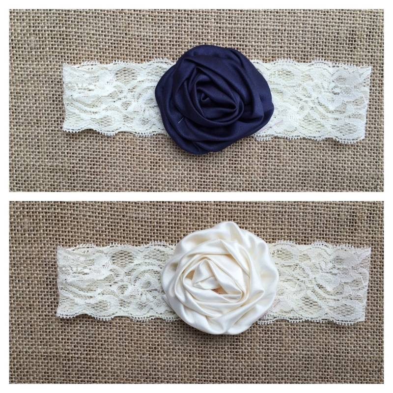 Elfenbein Marineblau Rosette Satin Haarband, Stirnband Lace, Neugeborenes, Baby, Kind, Blumenmädchen Elfenbein Marineblau Rosette Satin Haarband, Stirnband Lace, Neugeborenes, Baby, Kind, Blumenmädchen von trelliesboutique