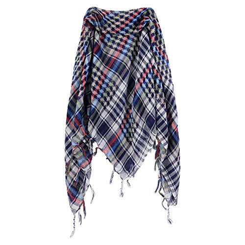 trendfinding Mehrfarbiges kariertes Tuch mit Fransen Palästinensertuch Dunkelblau von trendfinding