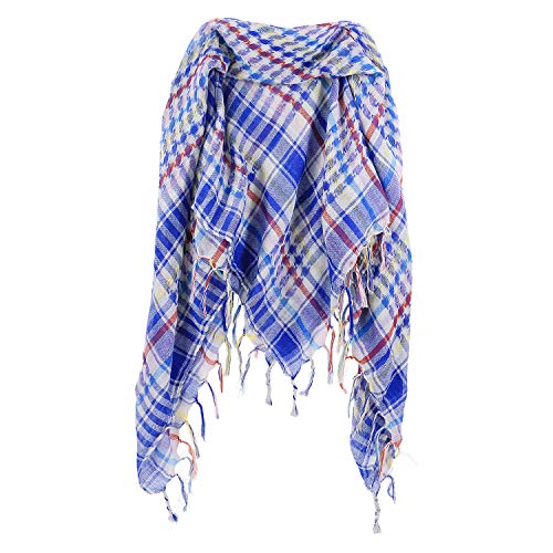 trendfinding Mehrfarbiges kariertes Tuch mit Fransen Palästinensertuch Hellblau von trendfinding