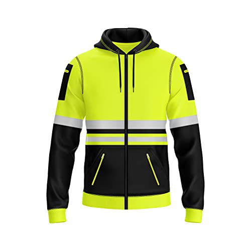 trending babz Herren Hi Vis Pullover Hoodie Reflektorband Sicherheitsarbeit Kordelzug Mehrere Reißverschlusstaschen High Viz Hohe Sichtbarkeit Hoodie Sweatshirt trending babz Herren Hi Vis Pullover Hoodie Reflektorband Sicherheitsarbeit Kordelzug Mehrere Reißverschlusstaschen High Viz Hohe Sichtbarkeit Hoodie Sweatshirt von trending babz