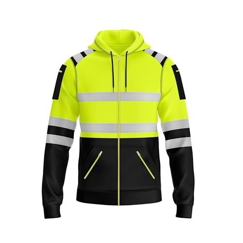 trending babz Herren Hi Vis Reißverschluss-Kapuzenpullover Sicherheitsarbeit High Viz Reflektorband Mehrere Reißverschlusstaschen Kapuzenpullover Gelb Orange Hochsichtbares Sweatshirt Top trending babz Herren Hi Vis Reißverschluss-Kapuzenpullover Sicherheitsarbeit High Viz Reflektorband Mehrere Reißverschlusstaschen Kapuzenpullover Gelb Orange Hochsichtbares Sweatshirt Top von trending babz