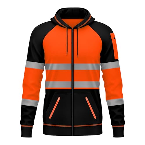 trending babz Herren-Sweatshirt mit reflektierendem Reißverschluss, Patch, Fleece, 3 Reißverschlusstaschen, Sweatshirt, Arbeitskleidung, Kapuzenjacke, orange navy, XXXXL trending babz Herren-Sweatshirt mit reflektierendem Reißverschluss, Patch, Fleece, 3 Reißverschlusstaschen, Sweatshirt, Arbeitskleidung, Kapuzenjacke, orange navy, XXXXL von trending babz