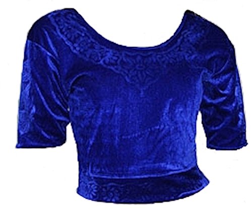 Trendofindia Blau Choli (Sari Oberteil) Samt Gr. S bis 3XL ideal für Bauchtanz (M) von trendofindia