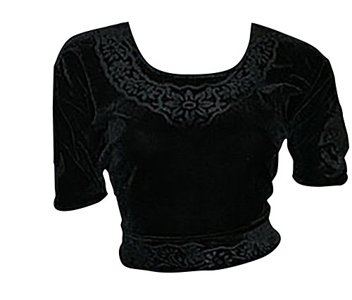 Trendofindia Schwarz Choli (Sari Oberteil) Samt Gr. 36 / Gr. S ideal für Bauchtanz von trendofindia