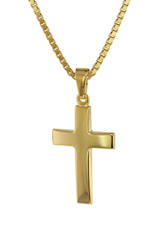 trendor Anhänger Kreuz 21 mm Gold 333 (8 Kt.) mit plattierter Halskette 75218-40 40 cm von trendor