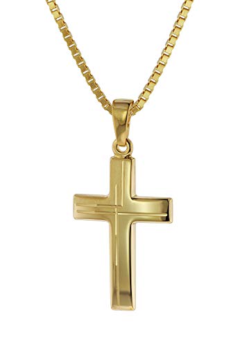 trendor Anhänger Kreuz 585 Gold (14 Karat) mit goldplattierter Kette 75125-40 40 cm von trendor