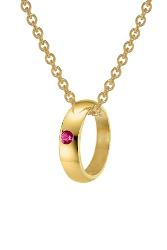 trendor Anhänger Taufring Gold 333 mit Rubin an goldplattierter Kette 39460-40 40 cm von trendor