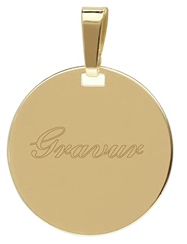 trendor Anhänger mit Gravur für Herren Gold auf 925 Silber Ø 20 mm inklusive Wunsch-Gravur edler Gravurschmuck, Schmuckstück für Männer, 41399 von trendor