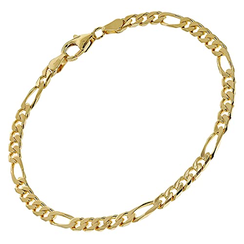 trendor Armband Gold auf Silber 925 Figaro Breite 4,3 mm zauberhafter Armschmuck für Damen und Herren, modische Geschenkidee, 51398-21 21 cm von trendor