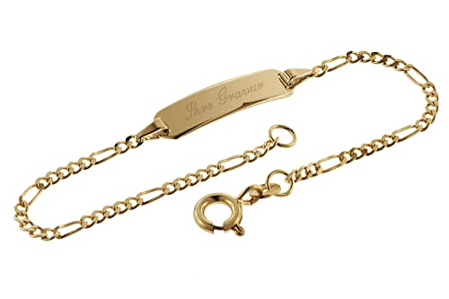 trendor Armband mit Gravur 585 Gold für Kinder Länge 14 cm inklusive Wunsch-Gravur Armkette mit Gravur für Mädchen und Jungen, Armband aus Echtgold, 08655-14 von trendor