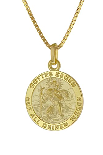 trendor Christophorus Anhänger Gold 333 mit vergoldeter Silber-Halskette 41374-40 40 cm von trendor