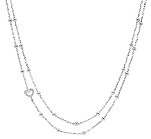 trendor Damen-Collier 925 Silber Halskette Zweireihig eleganter Silberschmuck für Frauen, Halsschmuck aus Sterlingsilber, zeitlose Geschenkidee 15137 von trendor