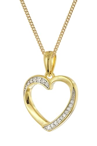 trendor Damen-Halskette 925 Silber Vergoldet Mit Herz-Anhänger wunderschönes Schmuckstück für Frauen, zauberhafte Geschenkidee 28434-40 40 cm von trendor
