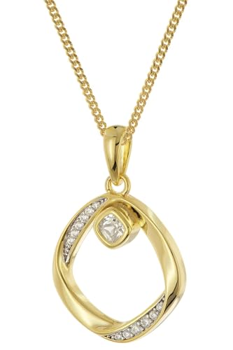 trendor Damen-Halskette 925 Silber Vergoldet Mit Zirkonia-Anhänger modisches Schmuckstück für Frauen, zauberhaftes Accessoire 28436-40 40 cm von trendor