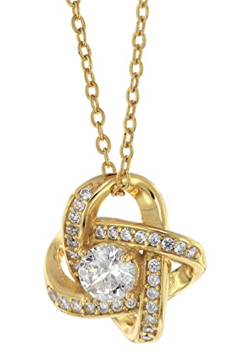 trendor Damen-Halskette Gold auf Silber Anhänger Knoten mit Zirkonias schöner Halsschmuck aus goldplattiertem Sterlingsilber, Geschenkidee für Frauen, 75856 von trendor