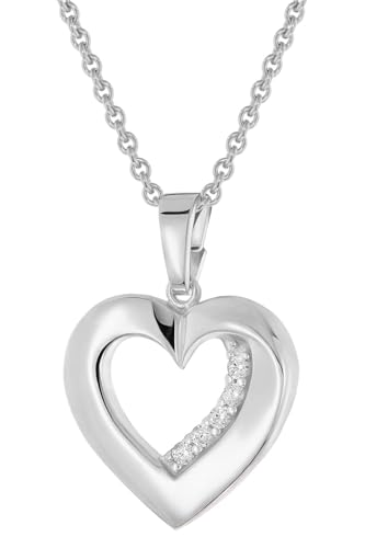 trendor Damen-Halskette Herz 925 Silber Rhodiniert modisches Schmuckstück für Frauen, elegantes Accessoire und schöne Geschenkidee, 28567-45 45 cm von trendor