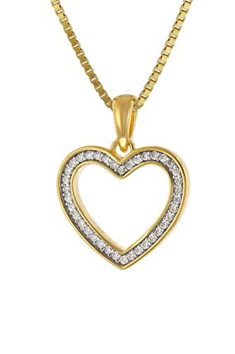 trendor Damen-Halskette Herz-Anhänger mit Zirkonia 15 mm Gold auf Silber 41210-45 45 cm von trendor
