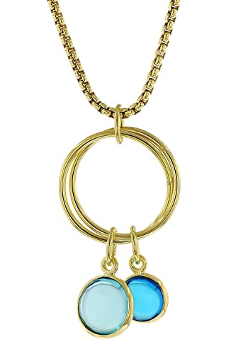 trendor Damen-Halskette Silber vergoldet Collier mit Blauen Quarzen modischer Halsschmuck für Frauen, elegante Geschenkidee, 51187 von trendor