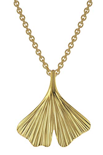 trendor Damen-Halskette mit Gingko-Anhänger Gold auf Silber Halsschmuck für Damen, zauberhaftes Schmuckstück aus Sterlingsilber für Frauen, 75720-45 45 cm von trendor