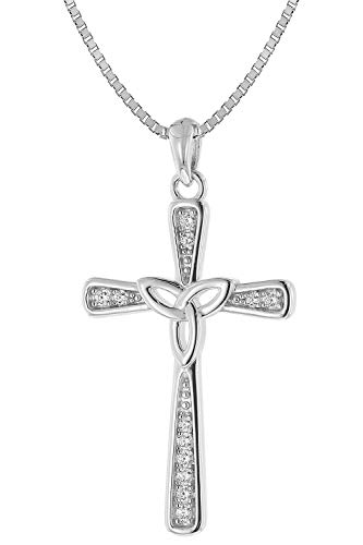 trendor Damen-Halskette mit Kreuz-Anhänger Silber 925 Zirkonia zauberhafter Schmuck für Frauen, Kette aus Sterlingsilber, tolle Geschenkidee 39728-40 40 cm von trendor