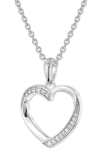 trendor Damen-Halskette mit Zirkonia Herz-Anhänger 925 Silber modisches Schmuckstück für Frauen, liebevolles Accessoire 28420-45 45 cm von trendor