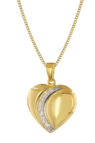 trendor Damen Herz-Anhänger Gold 333 Bicolor mit vergoldeter Silberkette 68200-40 40 cm von trendor