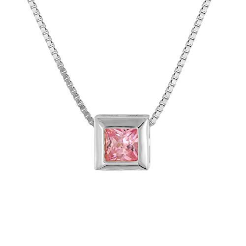 trendor Damen-Kette 925 Silber mit Zirkonia-Anhänger Pink Schmuckstück für Damen, zauberhafte Geschenkidee, zeitloser Halsschmuck, 51655-04-45 45 cm von trendor
