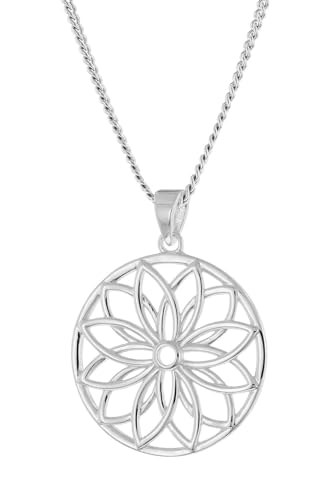 trendor Damen-Kette Lebensblume 925 Silber ⌀ 20 mm modischer Halsschmuck für Frauen, zauberhaftes Accessoire und schöne Geschenkidee 15951-45 45 cm von trendor