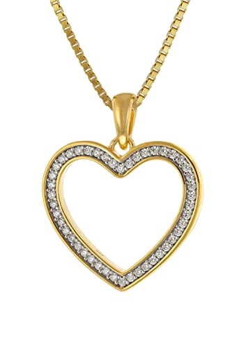 trendor Damen-Kette mit Anhänger Gold auf Silber Herz mit Zirkonia 18 mm 41208-45 45 cm von trendor