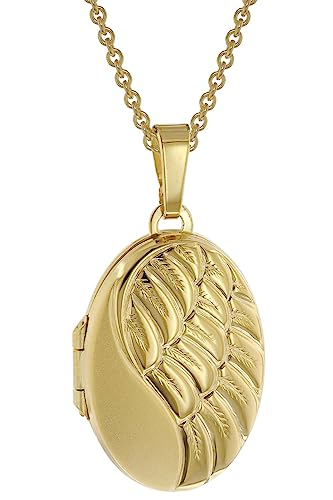 trendor Damen-Kette mit Flügel-Medaillon Gold auf Silber 925 wunderschönes Schmuckstück für Damen, zeitloser Halsschmuck für Frauen, 51718-42 42 cm von trendor