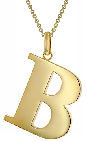 trendor Damen-Kette mit Großem Buchstaben B 925 Silber mit Goldauflage 41790-B-45 45 cm von trendor