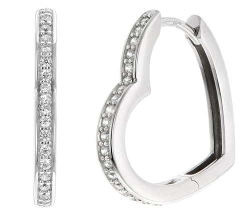 trendor Damen-Ohrringe 925 Silber Herz-Creolen Zirkonias 22 x 22 mm liebevoller Ohrschmuck für Frauen, zauberhaftes Accessoire und edle Geschenkidee, 68357 von trendor