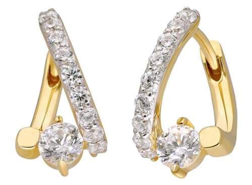 trendor Damen-Ohrringe 925 Silber Vergoldet Klapp-Creolen eleganter Ohrschmuck für Frauen, wunderschöne Geschenkidee, 28496 von trendor