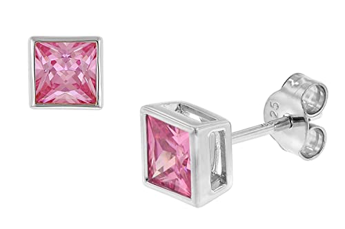 trendor Damen-Ohrringe 925 Silber Ohrstecker mit Zirkonia Pink Ohrschmuck aus Sterlingsilber, elegante Geschenkidee für Frauen 51670-04 von trendor