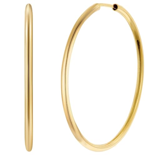 trendor Damen-Ohrringe Creolen 925 Silber Vergoldet Ø 40 mm modischer Ohrschmuck für Frauen, zeitloses Accessoire, 28171-40 von trendor