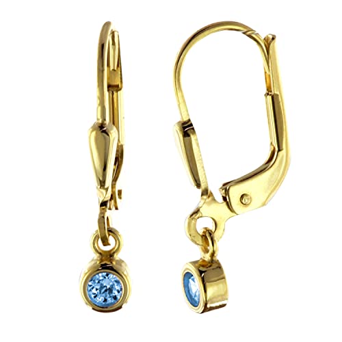 trendor Damen Ohrringe Gold 333/8 K Ohrhänger mit Blauem Zirkonia eleganter Ohrschmuck für Damen aus Echtgold, zauberhafte Geschenkidee für Frauen, 51097 von trendor