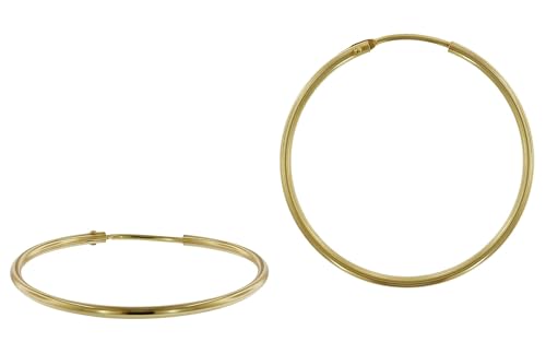 trendor Damen Ohrringe Gold 333 / 8K Creolen Breite 1,5 mm Ø 32 mm 51167 von trendor