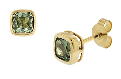 trendor Damen-Ohrringe Gold 333 / 8K Synthetischer Turmalin Ohrschmuck aus Echtgold, elegante Geschenkidee für Damen, 51684-05 von trendor