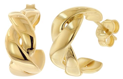 trendor Damen-Ohrringe Halb-Creolen 925 Silber Vergoldet ⌀ 15 mm modischer Ohrschmuck für Frauen, elegante Geschenkidee und auffälliges Accessoire, 15987 von trendor