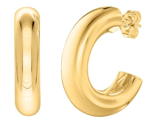 trendor Damen-Ohrringe Halb-Creolen 925 Silber Vergoldet ⌀ 25 mm zeitlosesch Schmuckstück für Frauen, elegante Geschenkidee, 15986 von trendor