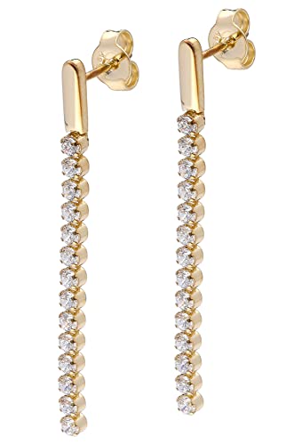 trendor Damen-Ohrringe mit Zirkonia Gold auf Silber 925 eleganter Ohrschmuck für Frauen, zauberhafter Schmuck, zeitlose Geschenkidee, 15078 von trendor