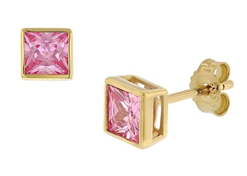 trendor Damen-Ohrstecker Gold 333 / 8K Ohrringe Pink Zirkonia Ohrschmuck aus Gelbgold, elegante Geschenkidee für Frauen 51715-04 von trendor