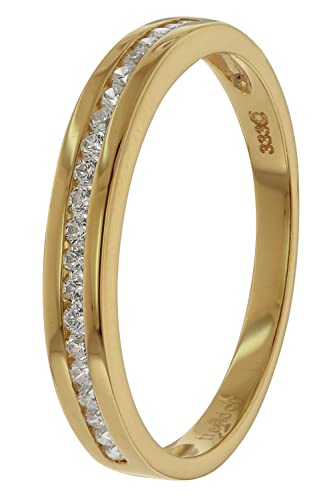 trendor Damen-Ring Gelbgold 333 / 8K mit Zirkonia funkelnder Ring aus Gelbgold für Frauen, elegante Geschenkidee 41290-52 Ringgröße 52/16,6 von trendor