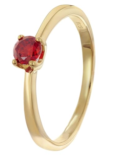 trendor Damenring 925 Silber Vergoldet Mit Synthetischem Granat 68884-58 Ringgröße 58/18,5 von trendor
