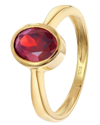trendor Damenring 925 Silber Vergoldet Mit Synthetischem Granat 68938-58 Ringgröße 58/18,5 von trendor