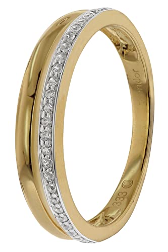 trendor Damenring Gelbgold 333 / 8K mit Zirkonia funkelnder Ring aus Gelbgold für Frauen, elegante Geschenkidee 41298-54 Ringgröße 54/17,2 von trendor
