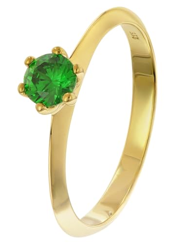 trendor Damenring Gold 333/8K mit synthetischem Smaragd Ø 4,5 mm 68778-54 Ringgröße 54/17,2 von trendor